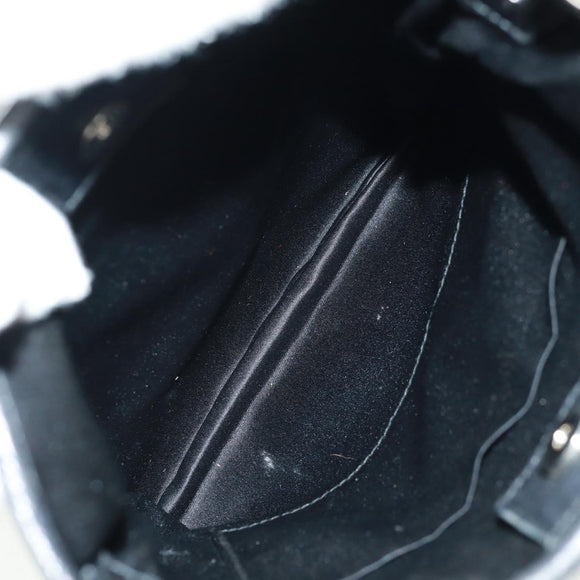 SAINT LAURENT Shoulder Bag Canvas Black Silver Auth SW1966V