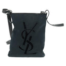 SAINT LAURENT Shoulder Bag Canvas Black Silver Auth SW1966V-13