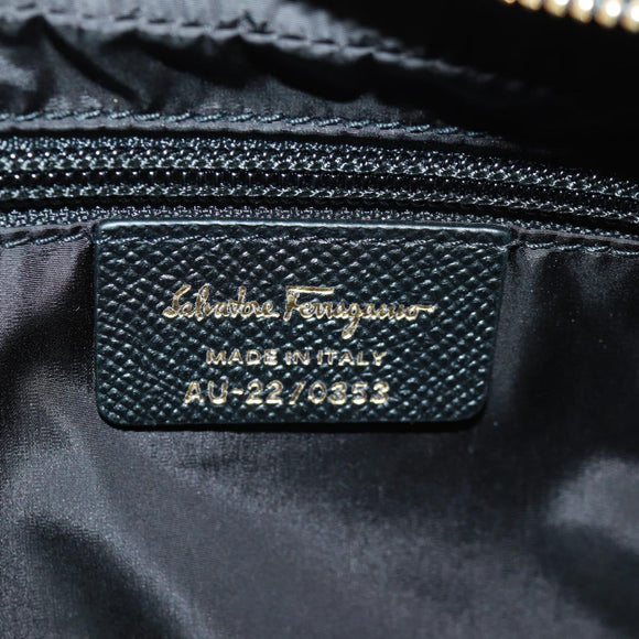 Salvatore Ferragamo Shoulder Bag Nylon Black Gold Auth SW1967V