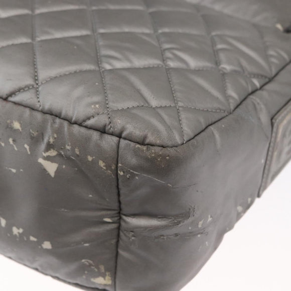 CHANEL Cococoon Shoulder Bag Nylon Gray Silver CC Auth SW1968