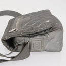 CHANEL Cococoon Shoulder Bag Nylon Gray Silver CC Auth SW1968-4