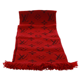 LOUIS VUITTON Monogram Escalp Logo Mania Scarf Wool Red M74732 LV Auth SW1976V - 0