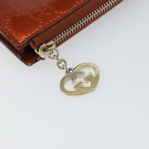GUCCI GG Canvas Shiny Guccissima Wallet Patent leather Orange 295671 Auth SW1979