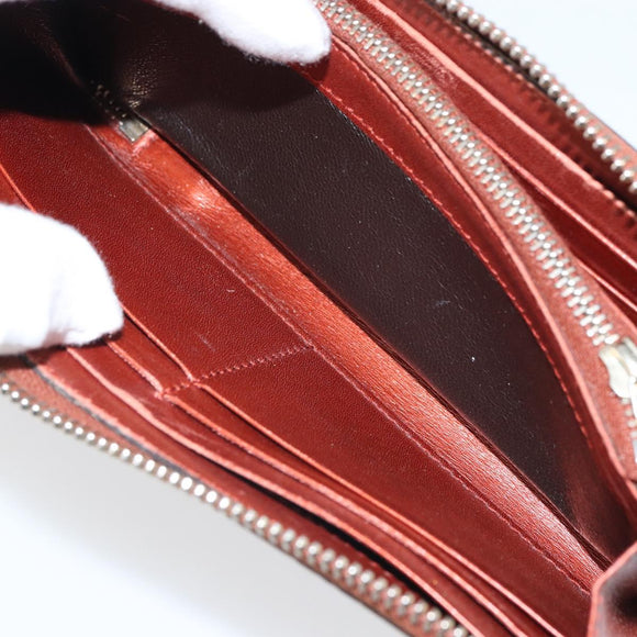 GUCCI GG Canvas Shiny Guccissima Wallet Patent leather Orange 295671 Auth SW1979