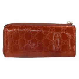 GUCCI GG Canvas Shiny Guccissima Wallet Patent leather Orange 295671 Auth SW1979 - 0
