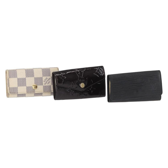 LOUIS VUITTON Multicles 4 Key Case 3 Set Black Amarante Damier Azur Auth SW1982