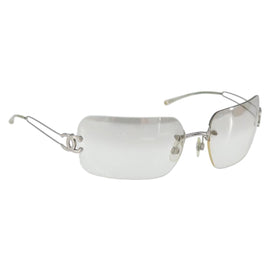 CHANEL Sunglasses metal Clear CC Auth SW1990