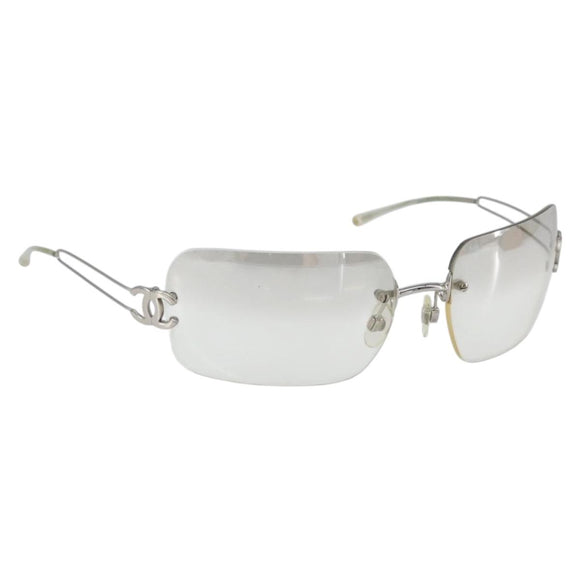 CHANEL Sunglasses metal Clear CC Auth SW1990