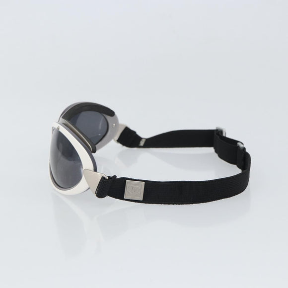 CHANEL Goggles Sunglasses plastic Black CC Auth SW1992
