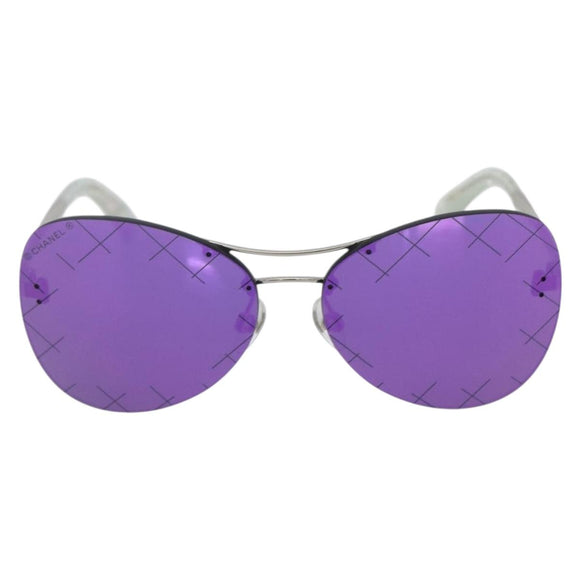 CHANEL Sunglasses metal Purple CC Auth SW1993V