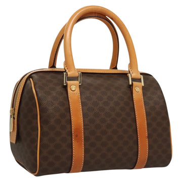 CELINE Macadam Canvas Hand Bag PVC Leather Brown Gold Auth sw200V