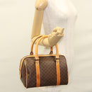 CELINE Macadam Canvas Hand Bag PVC Leather Brown Gold Auth sw200V-22