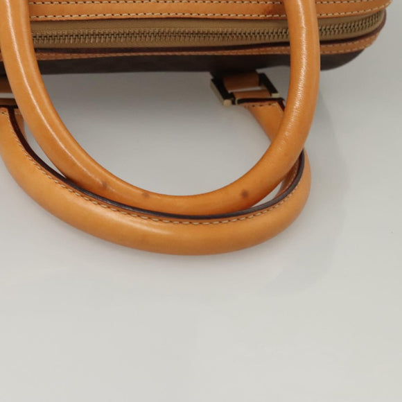 CELINE Macadam Canvas Hand Bag PVC Leather Brown Gold Auth sw200V