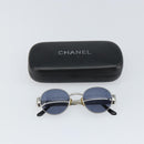 CHANEL Sunglasses metal Black CC Auth SW2003-12