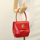 Christian Dior Hand Bag Leather Red Gold Auth sw201V-21