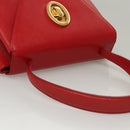 Christian Dior Hand Bag Leather Red Gold Auth sw201V-6