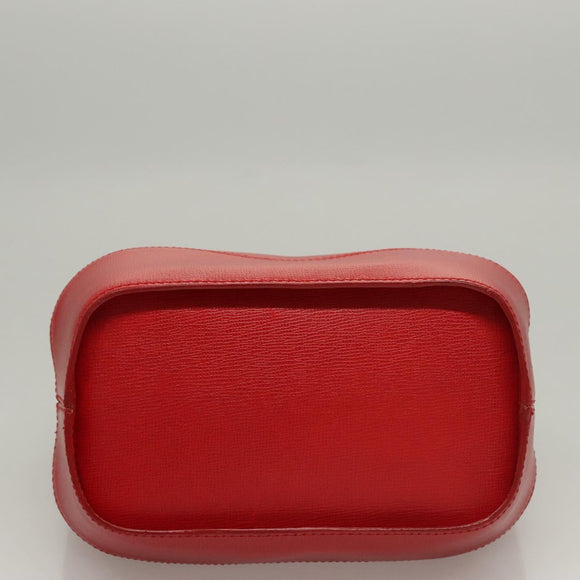 Christian Dior Hand Bag Leather Red Gold Auth sw201V