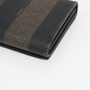 FENDI Pecan Canvas Long Wallet PVC Black Brown Auth SW2016-15