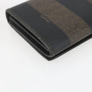 FENDI Pecan Canvas Long Wallet PVC Black Brown Auth SW2016-16