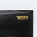 FENDI Pecan Canvas Long Wallet PVC Black Brown Auth SW2016-9
