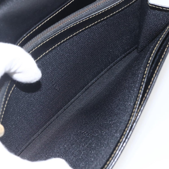 FENDI Pecan Canvas Long Wallet PVC Black Brown Auth SW2016