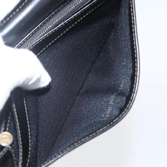 FENDI Pecan Canvas Long Wallet PVC Black Brown Auth SW2016