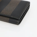 FENDI Pecan Canvas Long Wallet PVC Black Brown Auth SW2016-7
