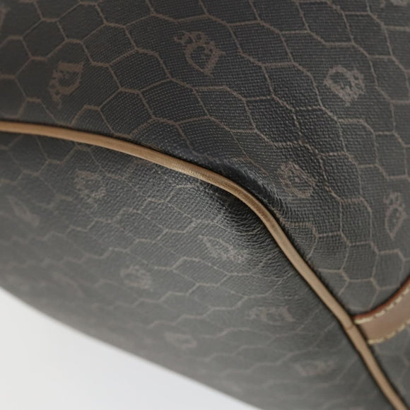 Christian Dior Honeycomb Canvas Boston Bag PVC Black Gold Auth SW2024