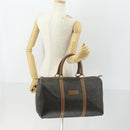Christian Dior Honeycomb Canvas Boston Bag PVC Black Gold Auth SW2024-22