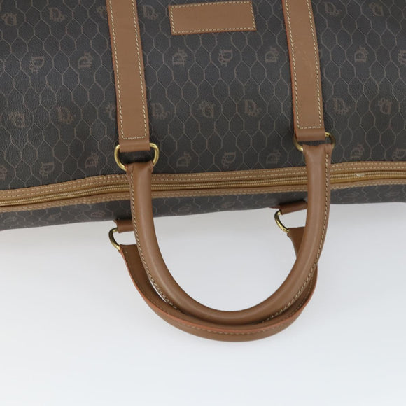 Christian Dior Honeycomb Canvas Boston Bag PVC Black Gold Auth SW2024