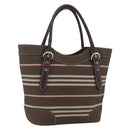 BURBERRY Nova Check Blue Label Tote Bag Canvas Brown Silver Auth SW2025-1
