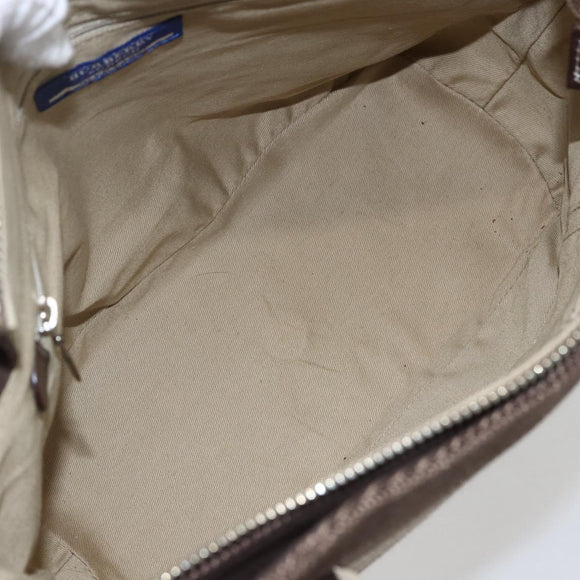 BURBERRY Nova Check Blue Label Tote Bag Canvas Brown Silver Auth SW2025