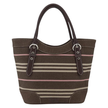 BURBERRY Nova Check Blue Label Tote Bag Canvas Brown Silver Auth SW2025 - 0