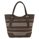 BURBERRY Nova Check Blue Label Tote Bag Canvas Brown Silver Auth SW2025-3