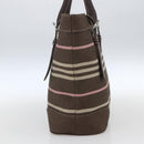 BURBERRY Nova Check Blue Label Tote Bag Canvas Brown Silver Auth SW2025-4