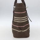 BURBERRY Nova Check Blue Label Tote Bag Canvas Brown Silver Auth SW2025-5