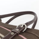 BURBERRY Nova Check Blue Label Tote Bag Canvas Brown Silver Auth SW2025-8