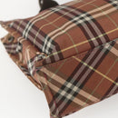 BURBERRY Nova Check Blue Label Tote Bag Nylon Brown Silver Auth SW2027-14