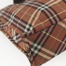 BURBERRY Nova Check Blue Label Tote Bag Nylon Brown Silver Auth SW2027-16