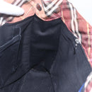 BURBERRY Nova Check Blue Label Tote Bag Nylon Brown Silver Auth SW2027-19