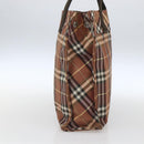 BURBERRY Nova Check Blue Label Tote Bag Nylon Brown Silver Auth SW2027-3