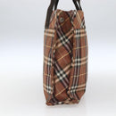 BURBERRY Nova Check Blue Label Tote Bag Nylon Brown Silver Auth SW2027-4