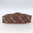 BURBERRY Nova Check Blue Label Tote Bag Nylon Brown Silver Auth SW2027-5