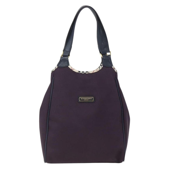 BURBERRY Nova Check Tote Bag Nylon Purple Gold Auth SW2029
