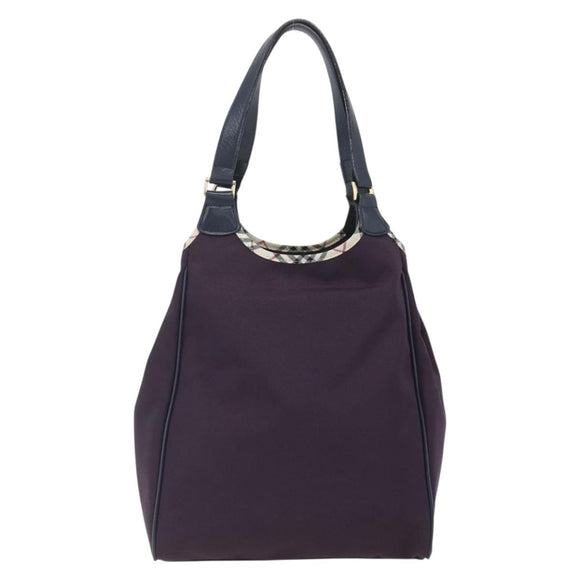BURBERRY Nova Check Tote Bag Nylon Purple Gold Auth SW2029