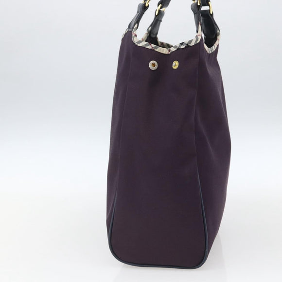 BURBERRY Nova Check Tote Bag Nylon Purple Gold Auth SW2029