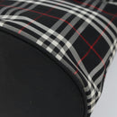 Burberrys Nova Check Blue Label Tote Bag Nylon Black Silver Auth SW2032-9