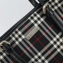 Burberrys Nova Check Blue Label Tote Bag Nylon Black Silver Auth SW2032-11