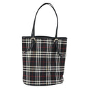 Burberrys Nova Check Blue Label Tote Bag Nylon Black Silver Auth SW2032-2