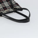 Burberrys Nova Check Blue Label Tote Bag Nylon Black Silver Auth SW2032-7